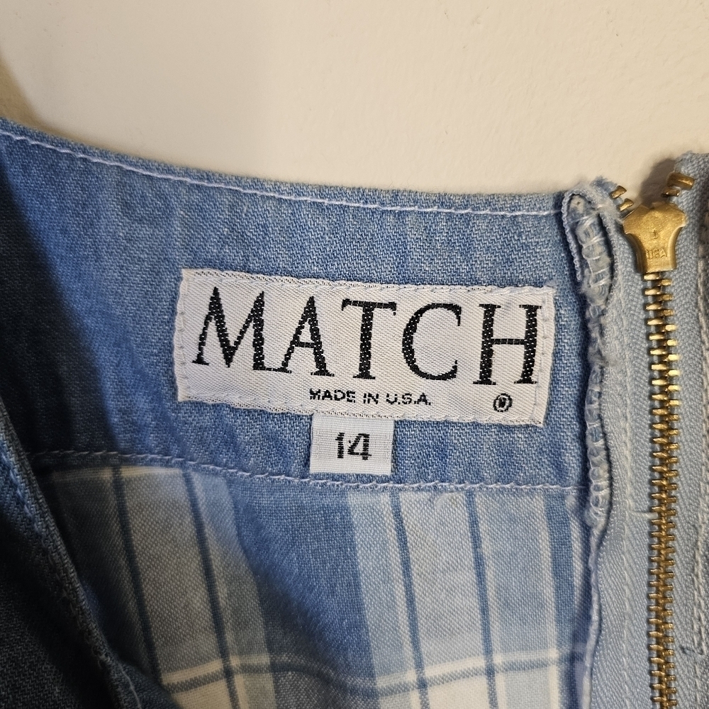 MATCH Vintage Plaid Jumper Dress Size 14 Made in USA 100% Cotton - Picture 6 of 8